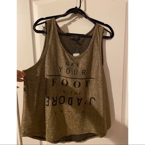 NWT Forever 21 Plus Sparkly Gold Tank